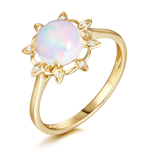 Luvente Yellow Gold Opal & Diamond Ring - Colored Stone Rings - Women's