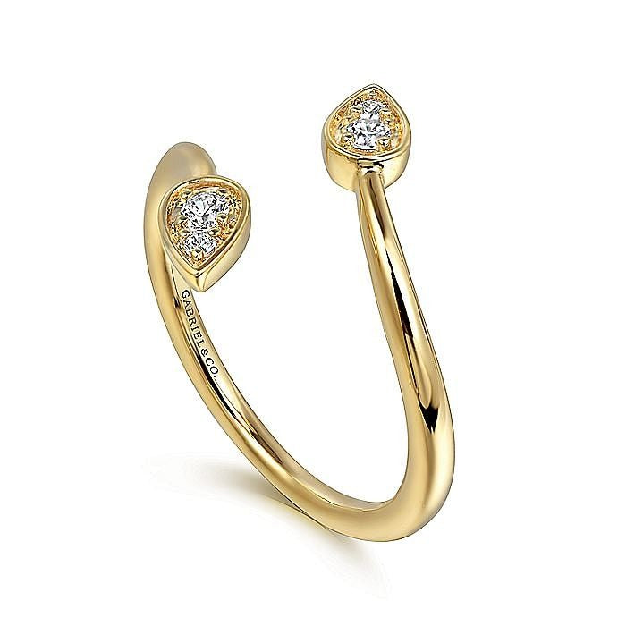 Gabriel & Co. Yellow Gold Diamond Leaf Bypass Freeform Ring - Diamond Fashion Rings - Women's