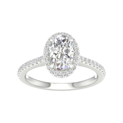 White Gold Laboratory Grown Oval Diamond Halo Engagement Ring