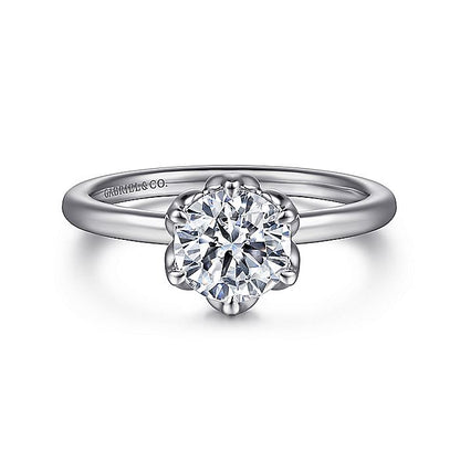 Gabriel & Co. White Gold Round Solitaire Semi-Mount Engagement Ring - Diamond Semi-Mount Rings