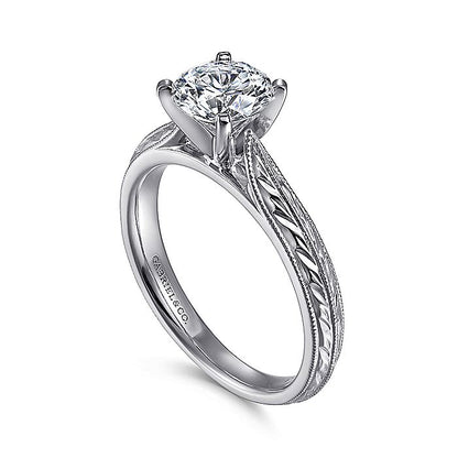 Gabriel & Co White Gold Engraved Semi-Mount Engagement Ring