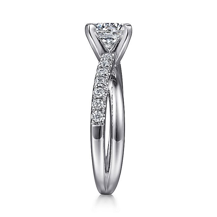 Gabriel & Co. 14 Karat White Gold Round Bypass Style Semi-Mount Engagement Ring