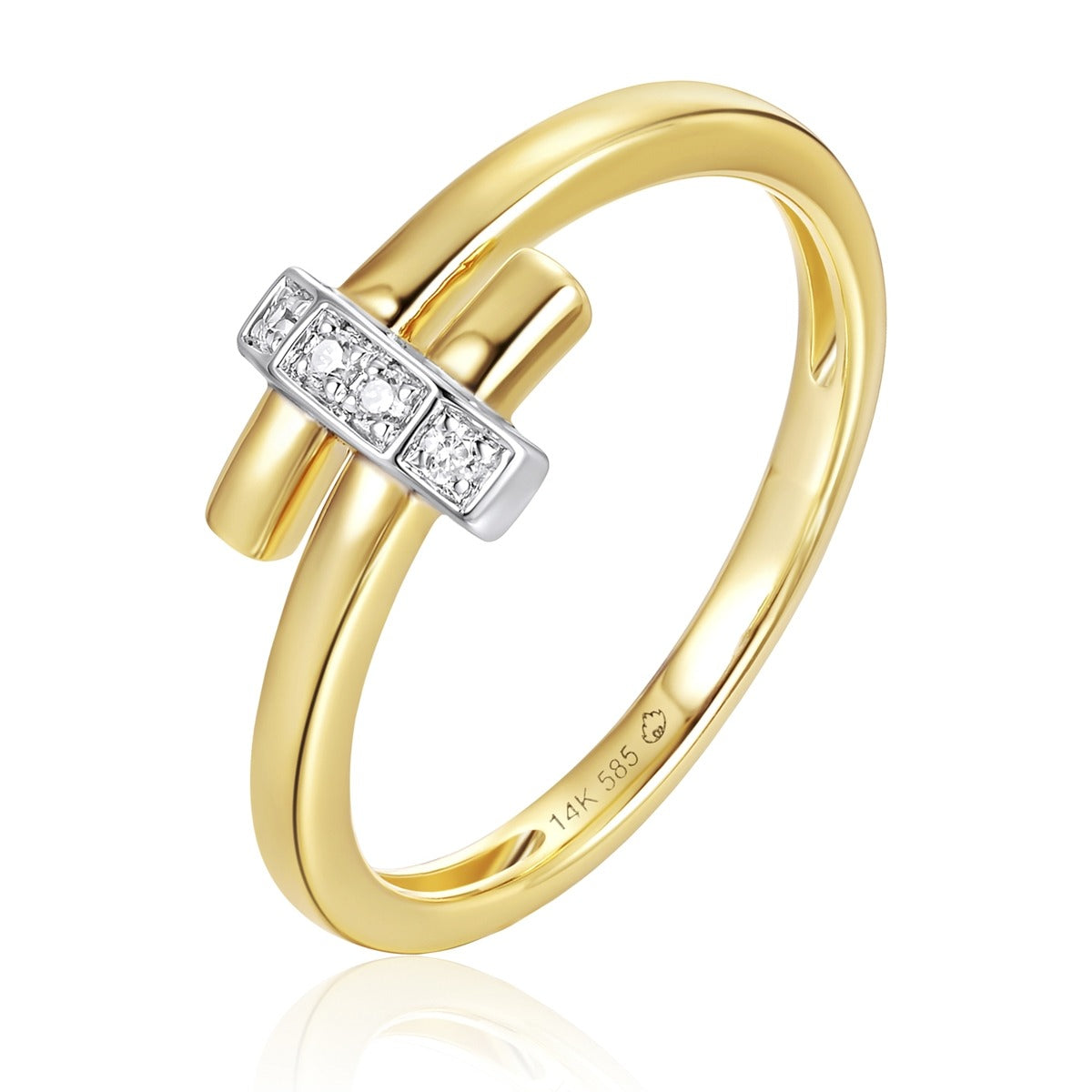 Luvente White and Yellow Gold Diamond Ring - Diamond Fashion Rings - Women's