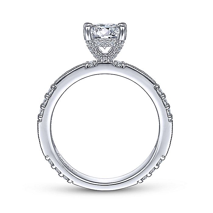 Gabriel & Co White Gold Art Deco Round Semi-Mount Engagement Ring - Diamond Semi-Mount Rings