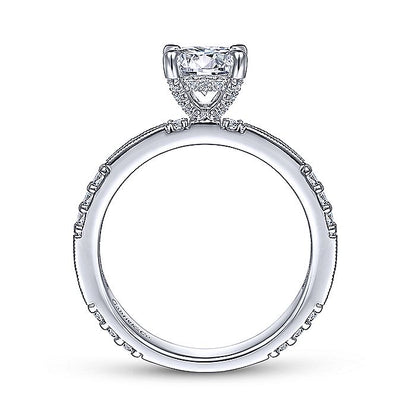 Gabriel & Co White Gold Art Deco Round Semi-Mount Engagement Ring - Diamond Semi-Mount Rings