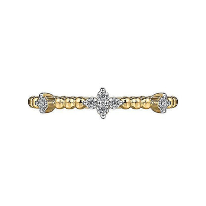 Gabriel & Co. 14 Karat Yellow Gold Diamond Station Bujukan Ring