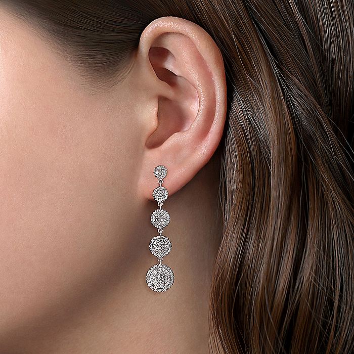 Gabriel & Co. Sterling Silver White Sapphire Long Bujukan Drop Earrings - Colored Stone Earrings