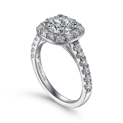 Gabriel & Co 14 Karat White Gold Semi-Mount Halo Engagement Ring