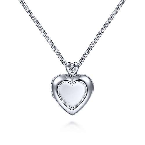 Gabriel & Co. Sterling Silver Glass inlay Heart Locket - Silver Necklace
