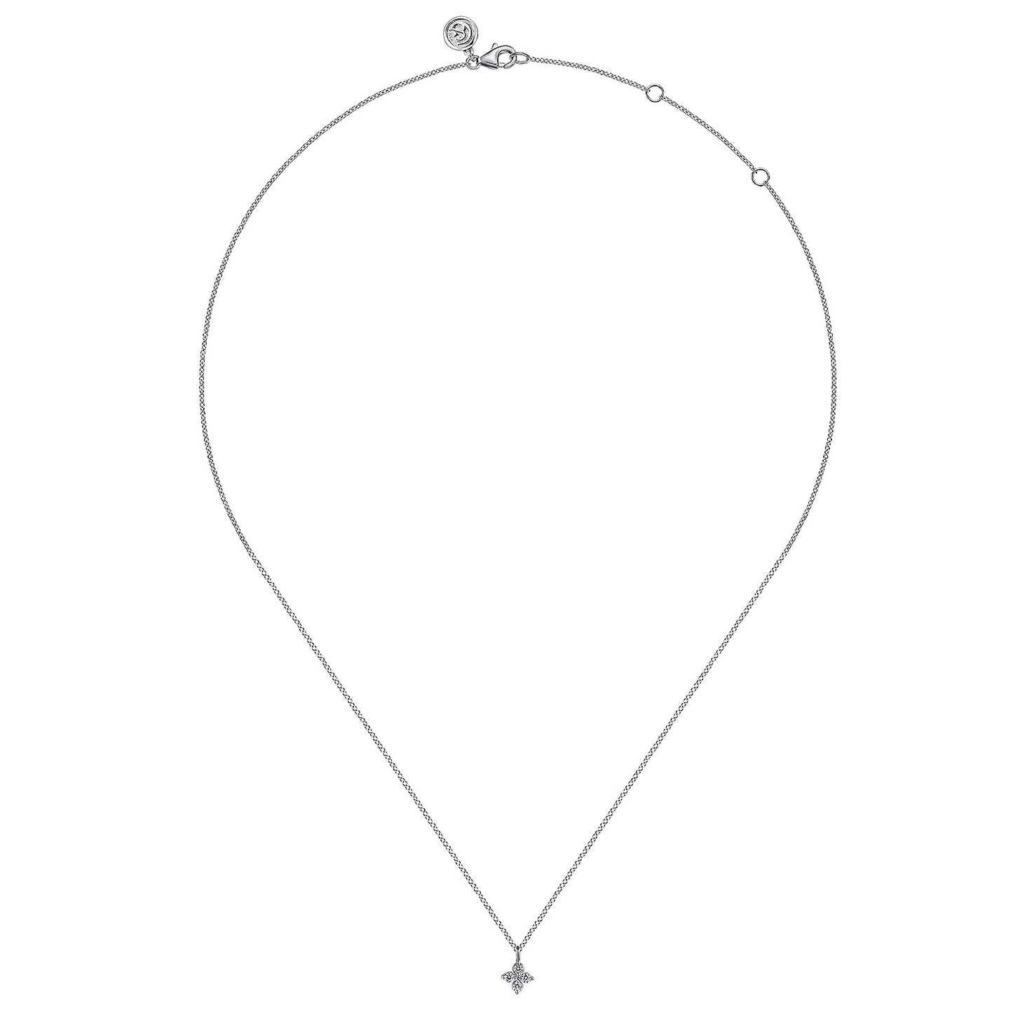 Gabriel & Co. White Gold Diamond Flower Necklace