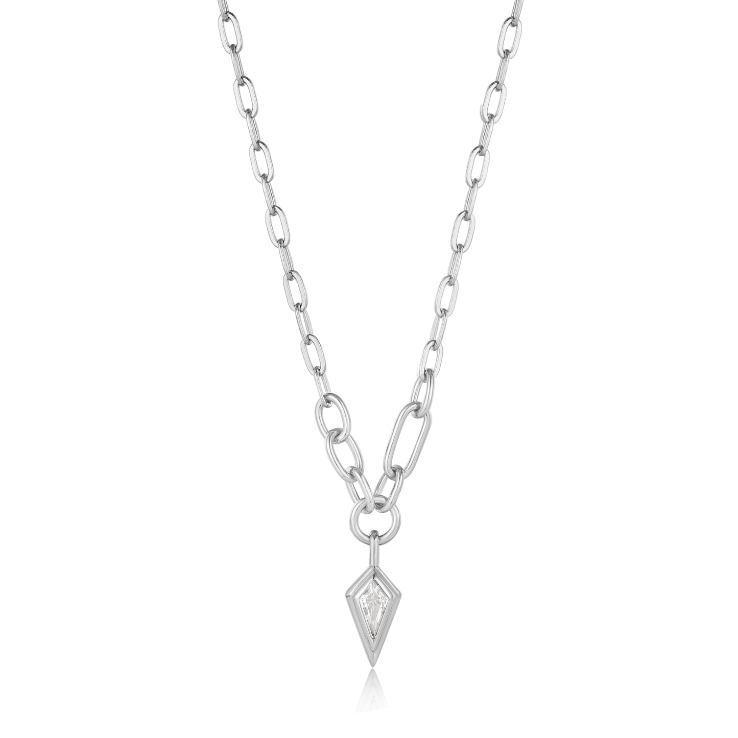 Ania Haie Silver Sparkle Drop Pendant Chunky Chain Necklace - Silver Necklace