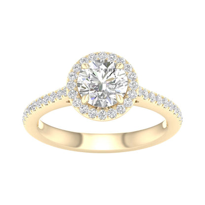 Yellow Gold Laboraotry Grown Round Diamond Halo Engagement Ring - Diamond Engagement Rings