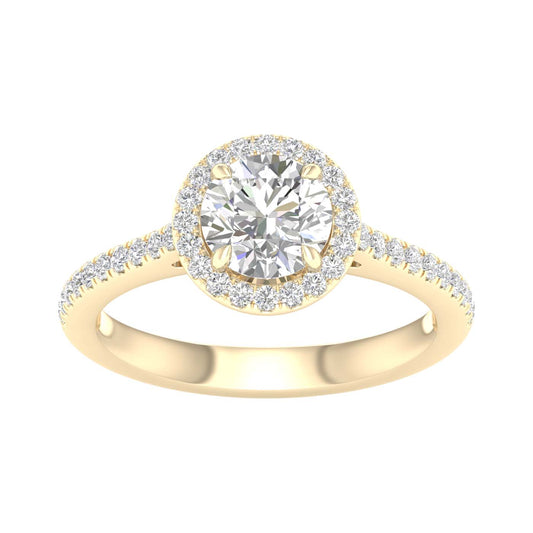 Yellow Gold Laboraotry Grown Round Diamond Halo Engagement Ring - Diamond Engagement Rings