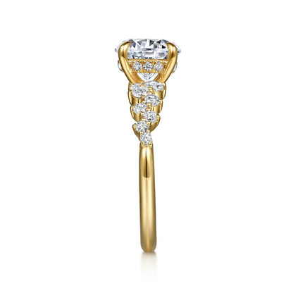 Gabriel & Co. Round Yellow Gold Semi-Mount Engagement Ring