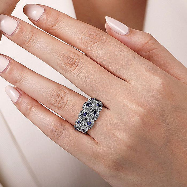 Gabriel & Co. Diamond and Sapphire Marquise Ring