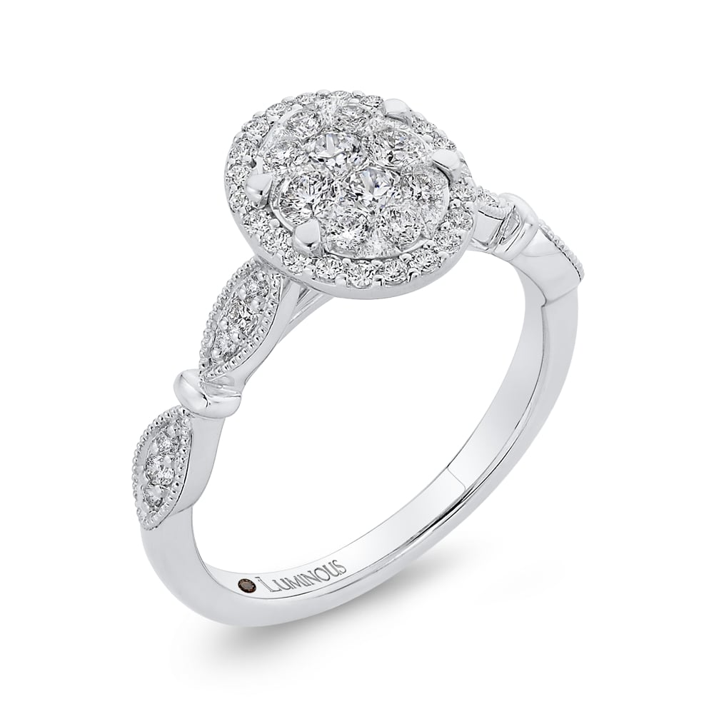 Luminous White Gold Oval Halo Engagement Ring - Diamond Engagement Rings