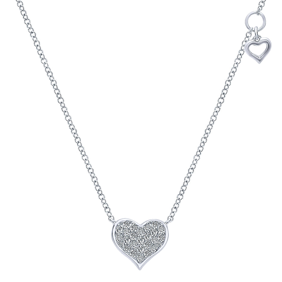 Gabriel & Co. White Gold Heart Necklace - Diamond Pendants