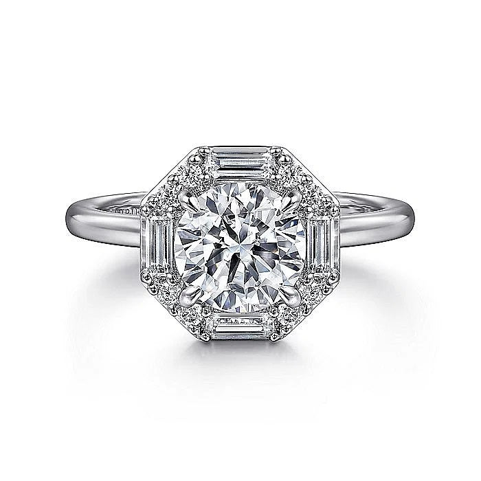 Gabriel & Co. Round Halo Semi-Mount Engagement Ring - Diamond Semi-Mount Rings
