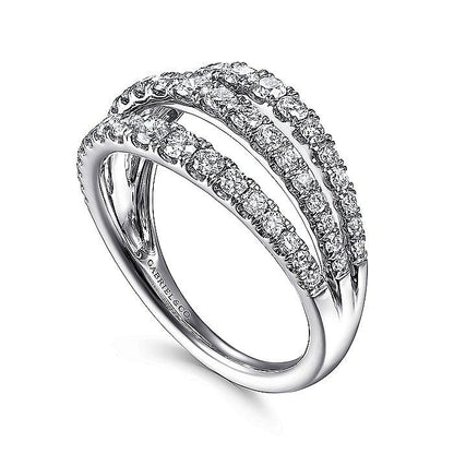 Gabriel & Co. White Gold Diamond Three Row Ring