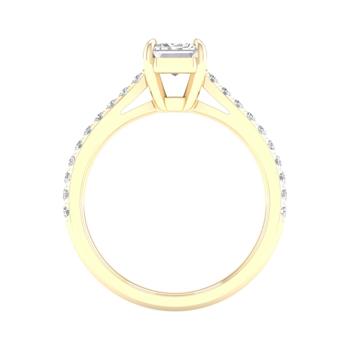 Yellow Gold Laboratory Grown Emerald Cut Engagement Ring