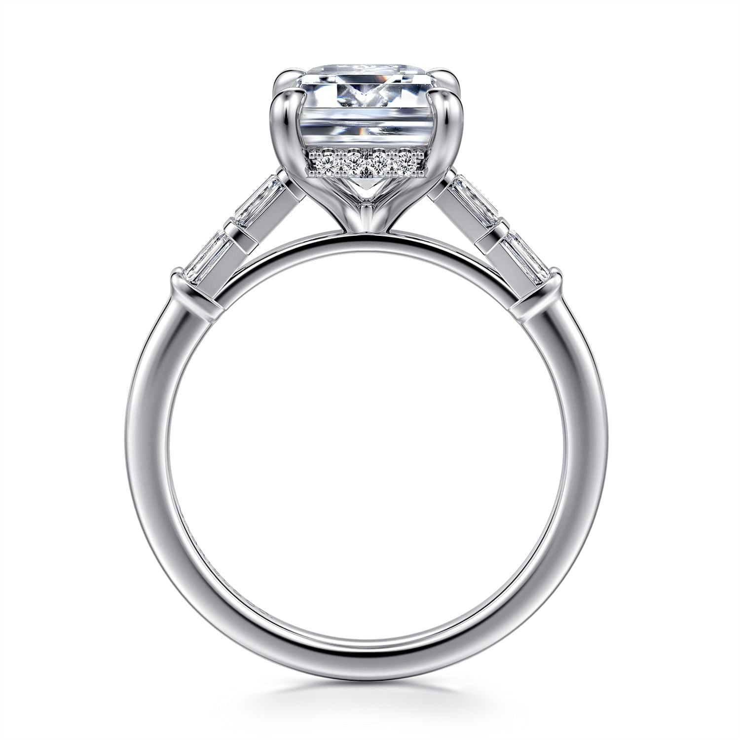 Gabriel & Co. Emerald Cut Semi-Mount Engagement Ring - Diamond Semi-Mount Rings