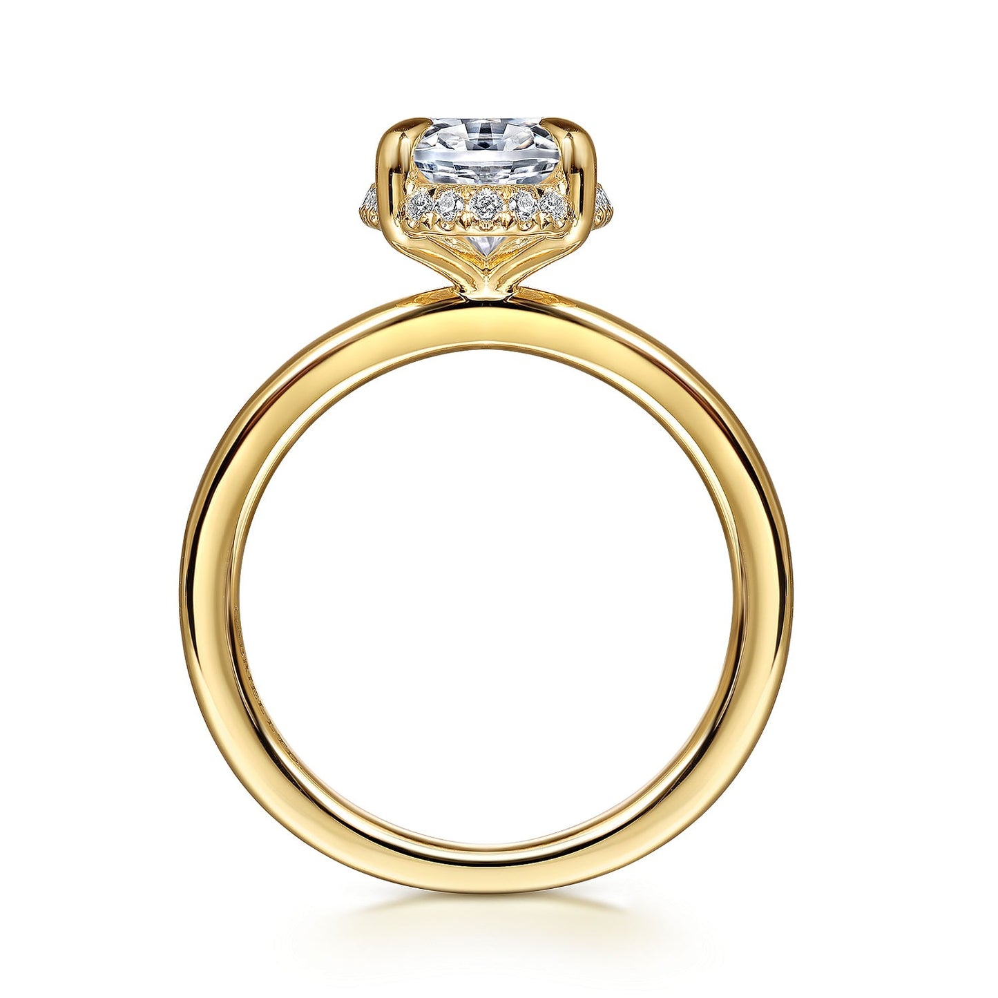 Gabriel & Co. 14 Karat Yellow Gold Oval Hidden Halo Semi-Mount Engagement Ring - Diamond Semi-Mount Rings