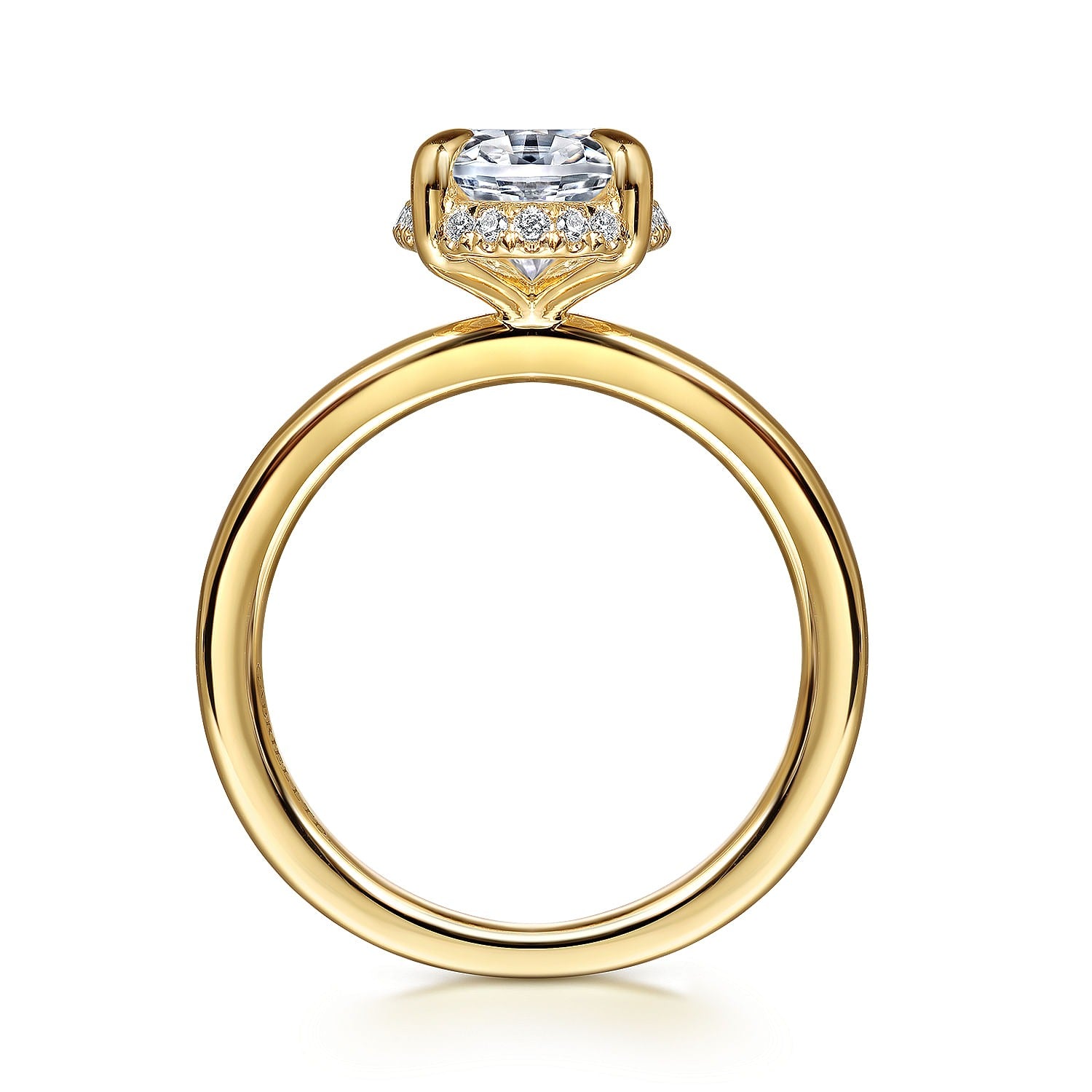 Gabriel & Co. 14 Karat Yellow Gold Oval Hidden Halo Semi-Mount Engagement Ring - Diamond Semi-Mount Rings