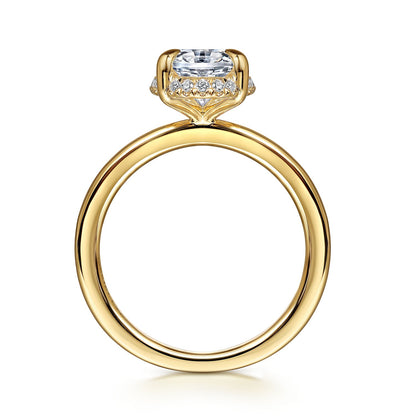 Gabriel & Co. 14 Karat Yellow Gold Oval Hidden Halo Semi-Mount Engagement Ring - Diamond Semi-Mount Rings