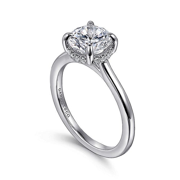 Gabriel & Co. White Gold Round Hidden Halo Semi-Mount Engagement Ring