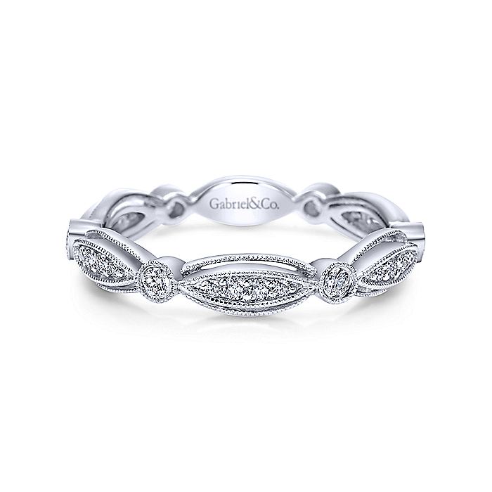 Gabriel & Co White Gold Scalloped Stackable Diamond Ring - Diamond Fashion Rings - Women's