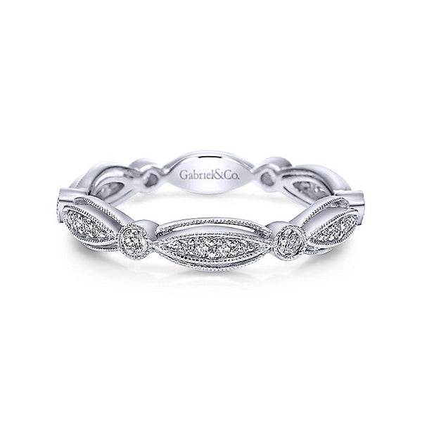 Gabriel & Co White Gold Scalloped Stackable Diamond Ring
