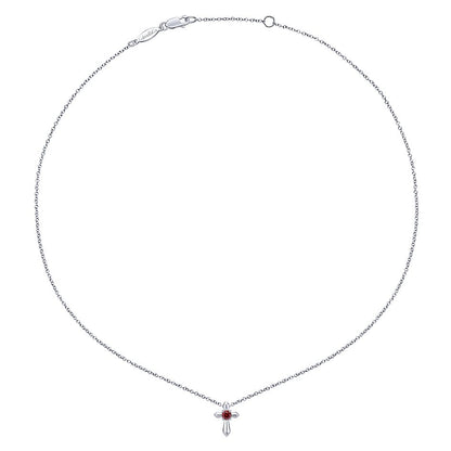 Gabriel & Co. Silver Cross Birthstone Necklace