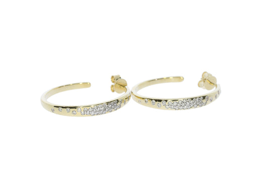Yellow Gold Diamond Polished Hoops - Diamond Earrings