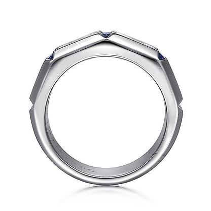 Gabriel & Co Silver Ring with Square Sapphire Stations