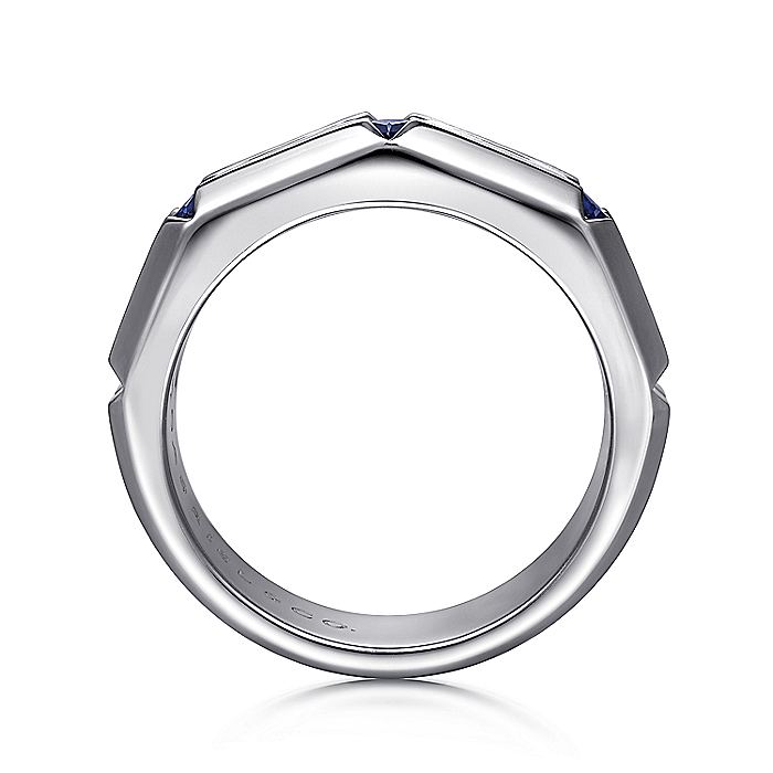 Gabriel & Co Silver Ring with Square Sapphire Stations