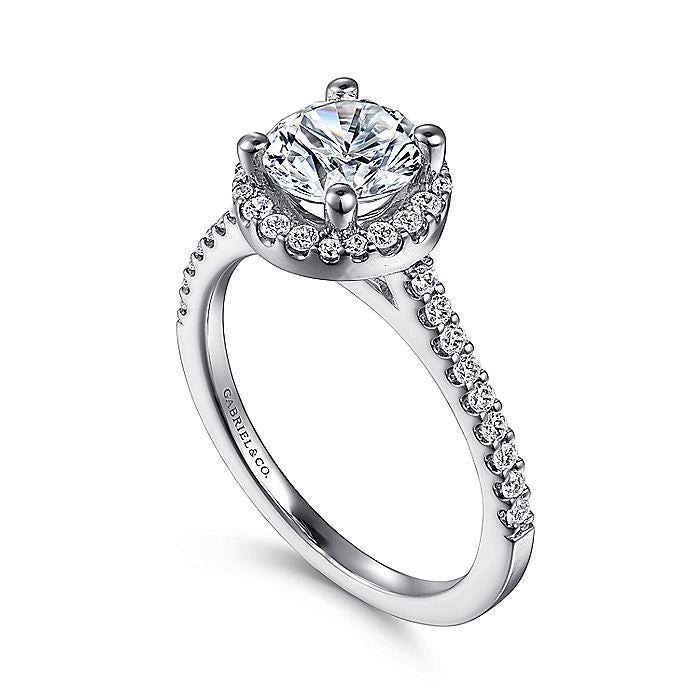 Gabriel & Co. 14 Karat White Gold Round Halo Semi-Mount Engagement Ring