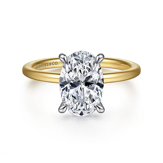 Gabriel & Co Yellow And White Gold Oval Semi-Mount Engagement Ring