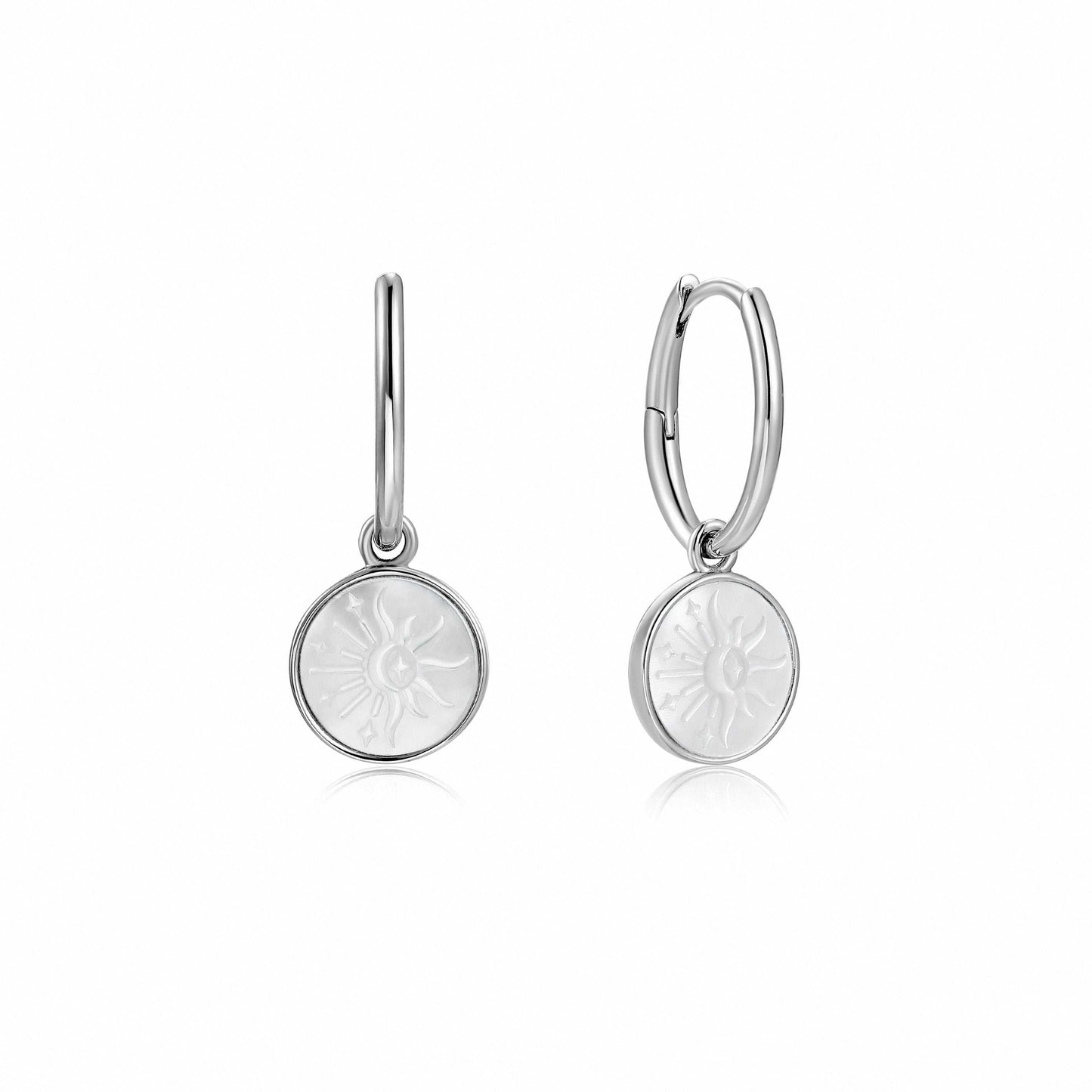Ania Haie Sunbeam Emblem Silver Huggie Hoop Earrings - Silver Earrings