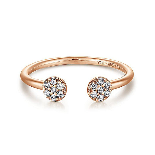 Gabriel & Co Rose Gold Round Pave Diamond Cluster Split Ring