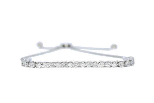 Green Rocks White Gold Labratory Grown Diamond Bolo Bracelet