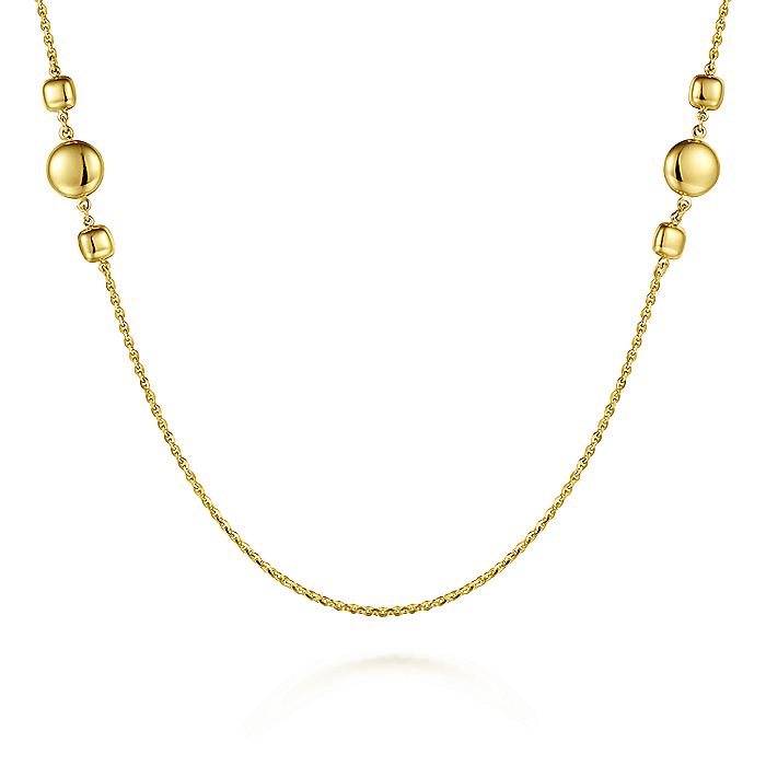 Gabriel & Co Yellow Gold Station Necklace