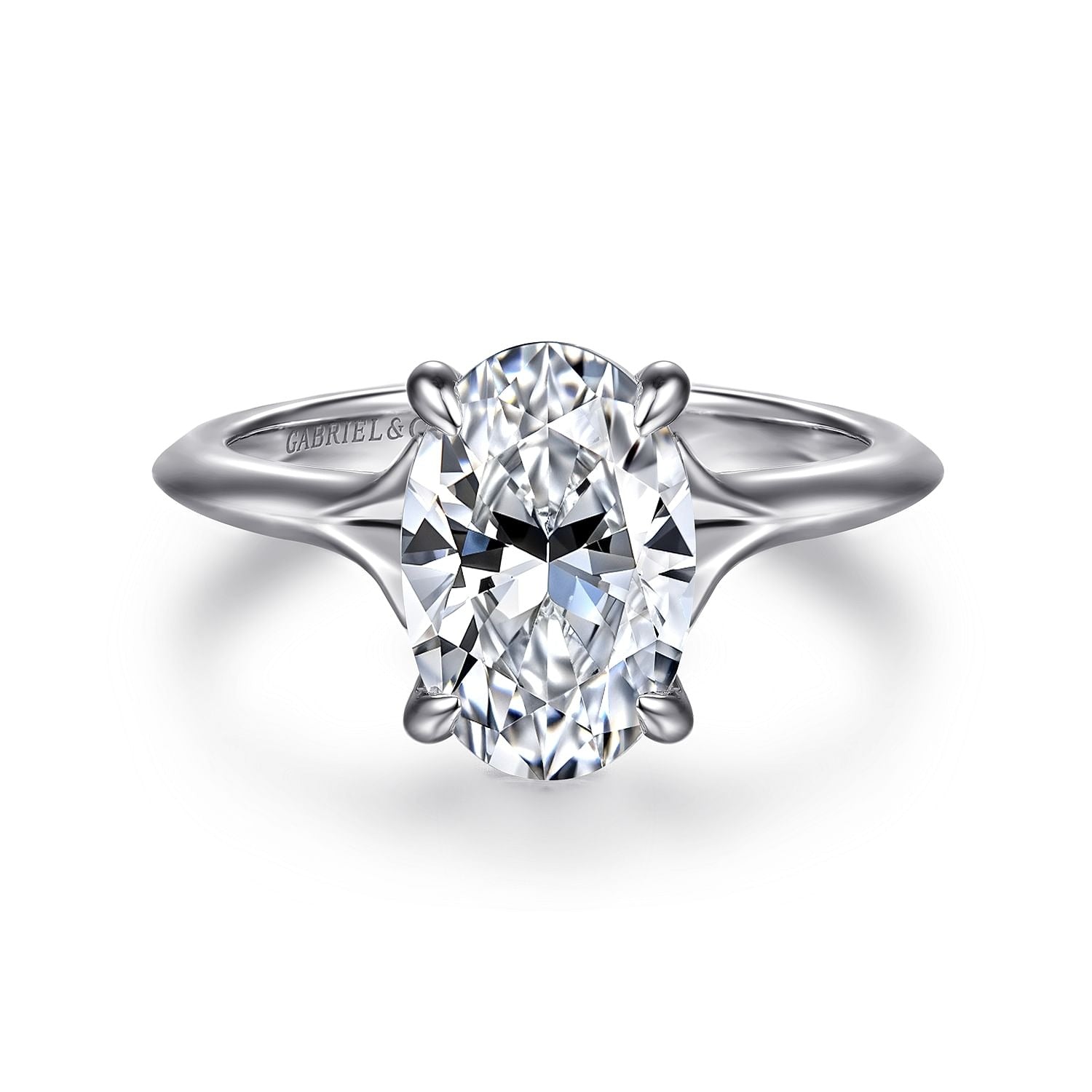 Gabriel & Co. 14 Karat White Gold Oval Semi-Mount Engagement Ring - Diamond Semi-Mount Rings