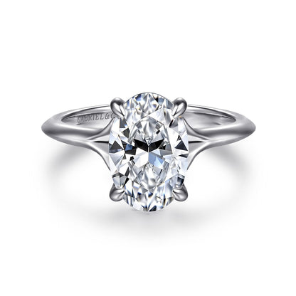 Gabriel & Co. 14 Karat White Gold Oval Semi-Mount Engagement Ring - Diamond Semi-Mount Rings