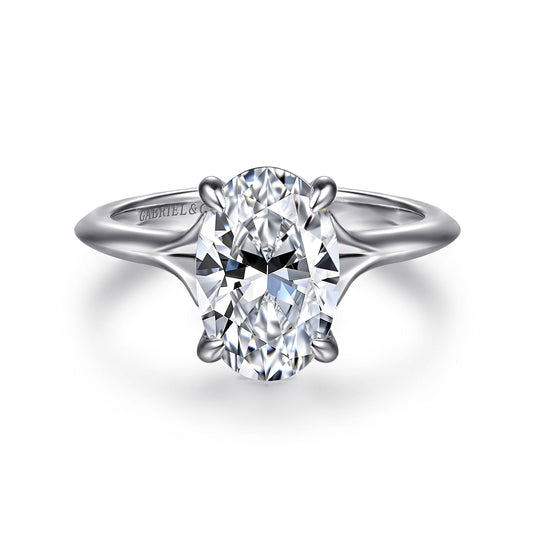 Gabriel & Co. 14 Karat White Gold Oval Semi-Mount Engagement Ring