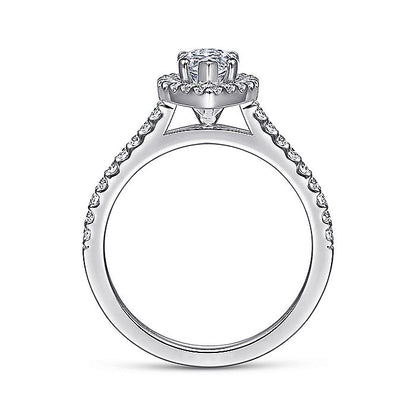 Gabriel & Co. 14 Karat White Gold Marquise Halo Semi-Mount Engagement Ring