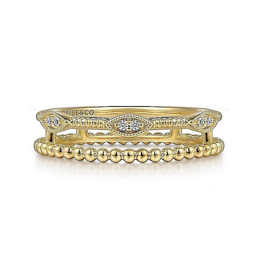 Gabriel & Co. Yellow Gold Diamond Bujukan Marquise Shape Stackable Ring - Diamond Fashion Rings - Women's