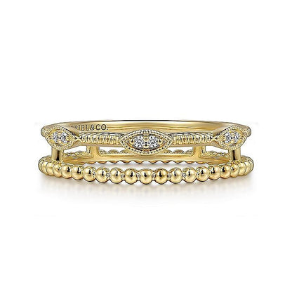 Gabriel & Co. Yellow Gold Diamond Bujukan Marquise Shape Stackable Ring - Diamond Fashion Rings - Women's
