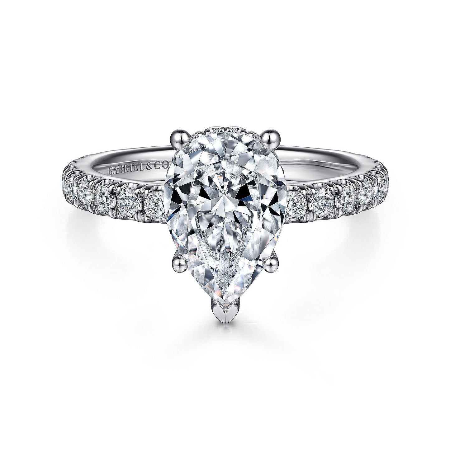Gabriel & Co Pear Semi-Mount Engagement Ring - Diamond Semi-Mount Rings