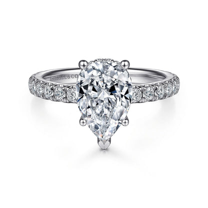 Gabriel & Co Pear Semi-Mount Engagement Ring - Diamond Semi-Mount Rings