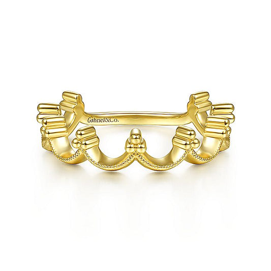 Gabriel & Co Yellow Gold Zig Zag Bujukan Stackable Ring - Gold Fashion Rings - Women's